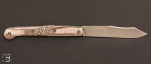 Couteau   " Eustache " de collection en bois renne et XC100 par Mathieu Herrero