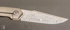  Couteau " Frame-lock " custom par Romain Lopez - Titane et Damasteel