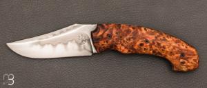 Couteau  "  Front-flipper custom " loupe de tilleul stabilisée et lame en U10A par Fabrice Delbart - Forge Celtique
