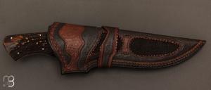  Couteau " Integral Damascus " de Claudio Sobral CAS Knives - Stag et Damas