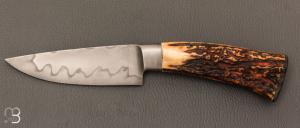   Couteau " Intégral " fixe de Camille Sennegon -Bois de cerf et lame en W1