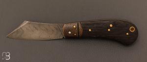  Couteau  "  Jackdaw " pliant custom Morta et damas par Nicolas Weber