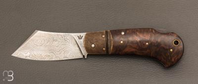    Couteau " Jackdaw " pliant custom par Nicolas Weber - Noyer et damas 