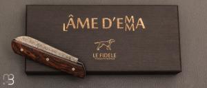 Couteau  "  L'Âme d'Emma " bois de fer et lame damas par Le Fidèle