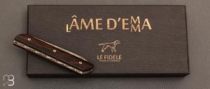 Couteau  "  L'Âme d'Emma " bois de fer et lame damas par Le Fidèle