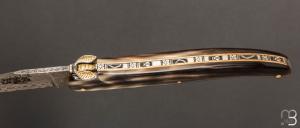    Couteau Laguiole 12 cm par Stéphane Rambaud - Pointe de corne et damas