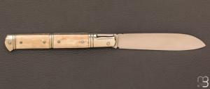 Couteau " Laguiole droit  "  ivoire de mammouth et RWL-34 de Robert Beillonnet