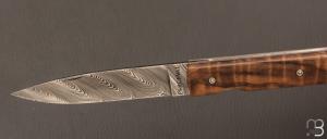 Couteau  "  Le Français " ronce de noyer / lame damas par Perceval
