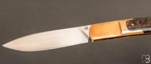 Couteau " Le Ludo  " custom par Frédéric Collin - Loupe de peuplier et lame en RWL34