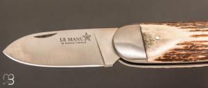   Couteau " Le Manu " par La Bonne Trempe - Bois de cerf et 14c28