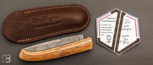   Couteau " Le Nayrac " de Jérôme Lamic - Ivoire de mammouth et lame en damas inoxydable