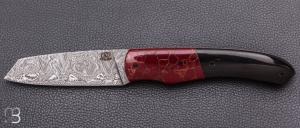 "Le Shogun" Knife by Lames de l'Ouest – Buffalo / Jasper and Damasteel  