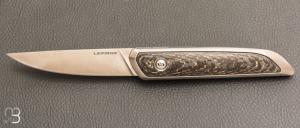    Couteau " Le Galeriste Titane LPO " button-lock par Lepage Knives - Fatcarbon Snakeskin Gold