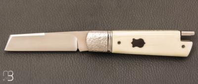 Couteau " Lock Back " custom de Vincenzo Balistreri - Ivoire de mammouth et lame en RWL34