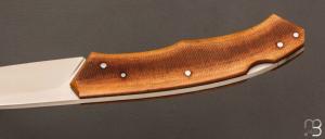  Couteau " Lock-back" custom pliant par Mathis Poujol - Micarta Westinhouse et RWL-34