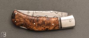 Couteau " Lock-Back " par Grégory Picard - loupe de chêne et C105