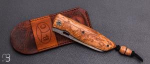   Couteau " Lupin  " custom par Charron Baptiste BC Coutellerie - Bouleau stabilisé