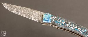 Couteau  "  Mako  "  damas mosaïque et Fatcarbon de Philippe Ricard