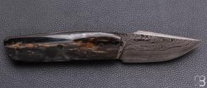   Couteau " Mastard " custom par Christophe Arbogast - Ivoire de mammouth et damas de F.Keller