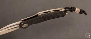  Couteau  "  Mini Matrix - R " Two-Tone Stonewash Titanium/Carbon Fiber par Marfione Custom Knives