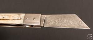  Couteau  "  Montpellier custom  " par Claude Giraud - Damas et os de mammouth