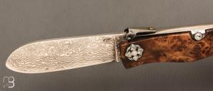 Couteau " Navaja Montañesa" par Jesus Granda - Loupe d'amboine et lame damas