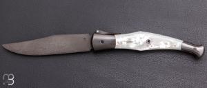 Couteau "Navaja" à palanquille de Pierre Thomas - Atelier Odae - Nacre blanche et N690