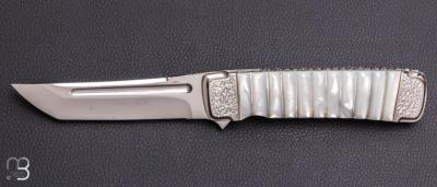   Couteau " Ototake " liner-lock custom par Koji Hara - Nacre blanche
