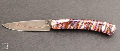   Couteau " Pastellier " par Thomas Fronteau - Molaire de mammouth et lame en DarkMaï