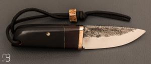 Couteau " Petit Dépouilleur " fixe en par Michel Blum - ébène et bois de fer