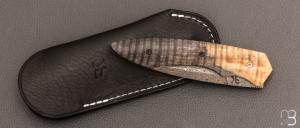  Couteau " Petit Duc " par Nicolas Kowal -Châtaignier ondé stabilisé et Damasteel