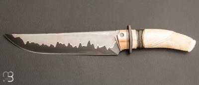   Couteau "Pièce unique  " de Benoit Maguin - Lame sandwich et ivoire de phacochère