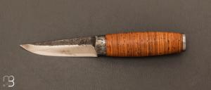  Couteau " Puukko " par la Forge de Pierre - corce de bouleau et lame en acier carbone 115cv3