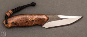 Couteau  "  Rakk " droit par La Coutellerie du Rat noir - Loupe d'orme et San Maï Takefu Aogami N°2