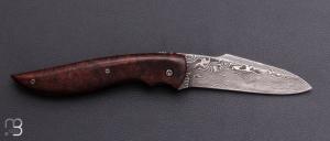    Couteau " Rapace " pliant par Jean-Yves Bourbeau - Palissandre et lame damas