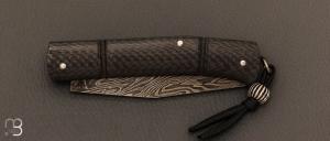 Couteau " Rumilly Black Serie " fibre de carbone et lame damas carbone par Philippe Lemonnier