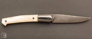  Couteau  " Sacre " de collection par Yorick Stoupy - Ivoire de phacochère et 14c28N