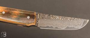    Couteau " Sanjo " custom par Guy Poggetti - Ivoire de mammouth et lame Damas