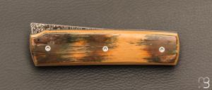    Couteau " Sanjo " custom par Guy Poggetti - Ivoire de mammouth et lame Damas