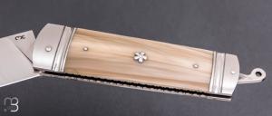  Couteau de poche " Sgian Dubh " par Ewen Maillard - Corne blonde et RWL34