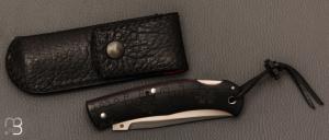 Couteau  " Si-Vil "  custom lock-back par Raphaël Durand - RWL-34 et Richlite® - Gravure Serge Raoux