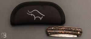  Couteau " Slipjoint " custom par Guy Poggetti - Bois de cerf et lame en C130
