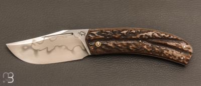  Couteau " Slipjoint " custom par Guy Poggetti - bois de cerf et lame en C130