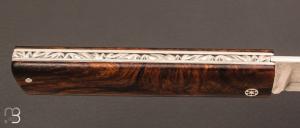 Couteau " Snard  " par Tom Fleury - bois de fer et Suminagashi