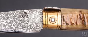   Couteau " Solsonesa" par Javier Sanchez - Corne de bélier et lame en Damasteel