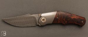    Couteau " XEN " custom par Thierry Savidan - Bois de fer et lame damas Vegas Forge