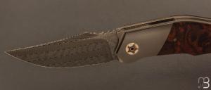    Couteau " XEN " custom par Thierry Savidan - Bois de fer et lame damas Vegas Forge