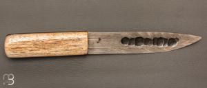   Couteau fixe " Yakut " bois de renne et damas par Jean-Luc Soubeyras