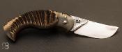 Couteau de poche corse  lame XC75 et corne de bélier de Franck Thomas - Atelier du Lotus