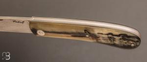 Couteau  " cran carré " corne de bélier et VG10 damas Suminagashi par Frédéric Maschio
